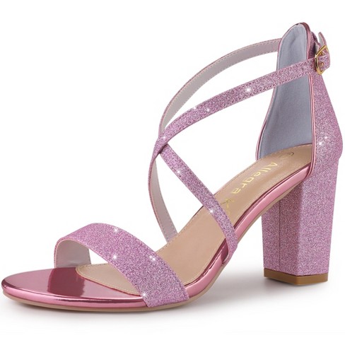 Fuschia block outlet heel sandals