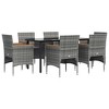 vidaXL Patio Dining Set Outdoor Dining Set Table and Chair Set for Garden - 63" Table Length Gray and Black 7 Piece with Cushions - 3 of 4