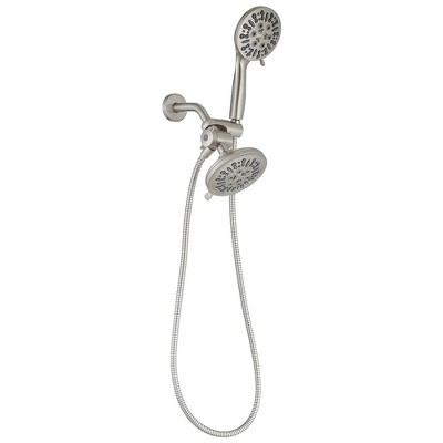9-spray 5.5 in.Wall Mount Dual Shower Head and Handheld Shower Head with Stainless Steel Hose