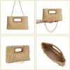Woven Straw Purses with Metal Chain | Beach Bag for Women | Dual Package for Wedding, Party, Vacation & Evening Events - 4 of 4