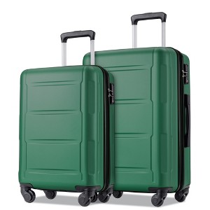 Carry on Luggage Suitcase Sets of 2 with TSA Lock, Expandable ABS Lightweight Suitcase with 360 Degree Spinner Wheels for Travel Business Green - 1 of 4