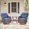 POCASSY Outdoor Swivel Patio Chairs Set with 6-Inch Thick Cushions, All Weather Brown Wicker Patio Furniture Set Outdoor Bistro Set for Porch - 3 of 4