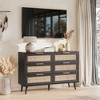47.2" Wide 6-Drawer Black Double Dresser with Rattan Fronts, Wooden Chest of Drawers with Golden Handles, Versatile Buffet Sideboard & Storage Cabinet - 4 of 4