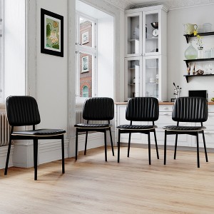 Luck Live Farmhouse Dining Chair, Upholstered Leather Seat Back, Stylish Side Chair For Kitchen Dining Room Living Room, Black - 1 of 4