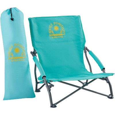Teal Foldable Outdoor Beach Camping Chairs with Cushions and Arm Rests