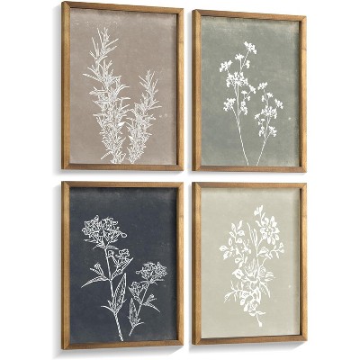 Attop Boho Wall Art Set of 4 for Wooded Minimalist Botanical Print Wall Art for Rustic Wall Decor Brown 12x16