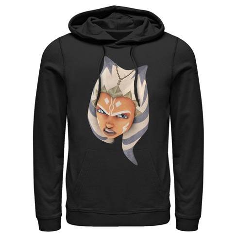 Men s Star Wars The Clone Wars Ahsoka Big Face Pull Over Hoodie Black Small