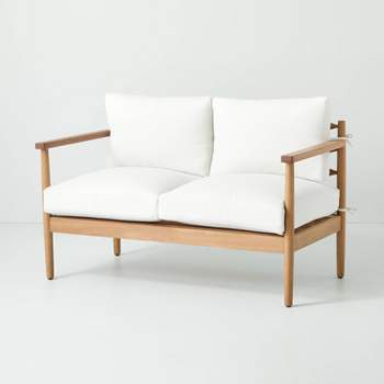Cushioned Wood Outdoor Loveseat - Natural/Cream - Hearth & Hand™ with Magnolia