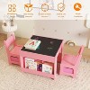 Kids Table and Chair Set, 4 In 1 Wooden Activity Table & 2 Chairs With Storage Drawer Detachable Tabletop for Toddlers Kids Drawing, Reading, Crafts - 4 of 4
