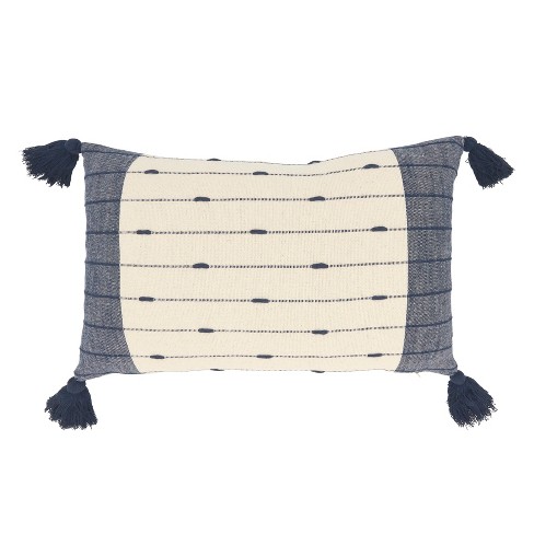 Saro Lifestyle Tassel Trim Stripe Down Filled Throw Pillow - image 1 of 2