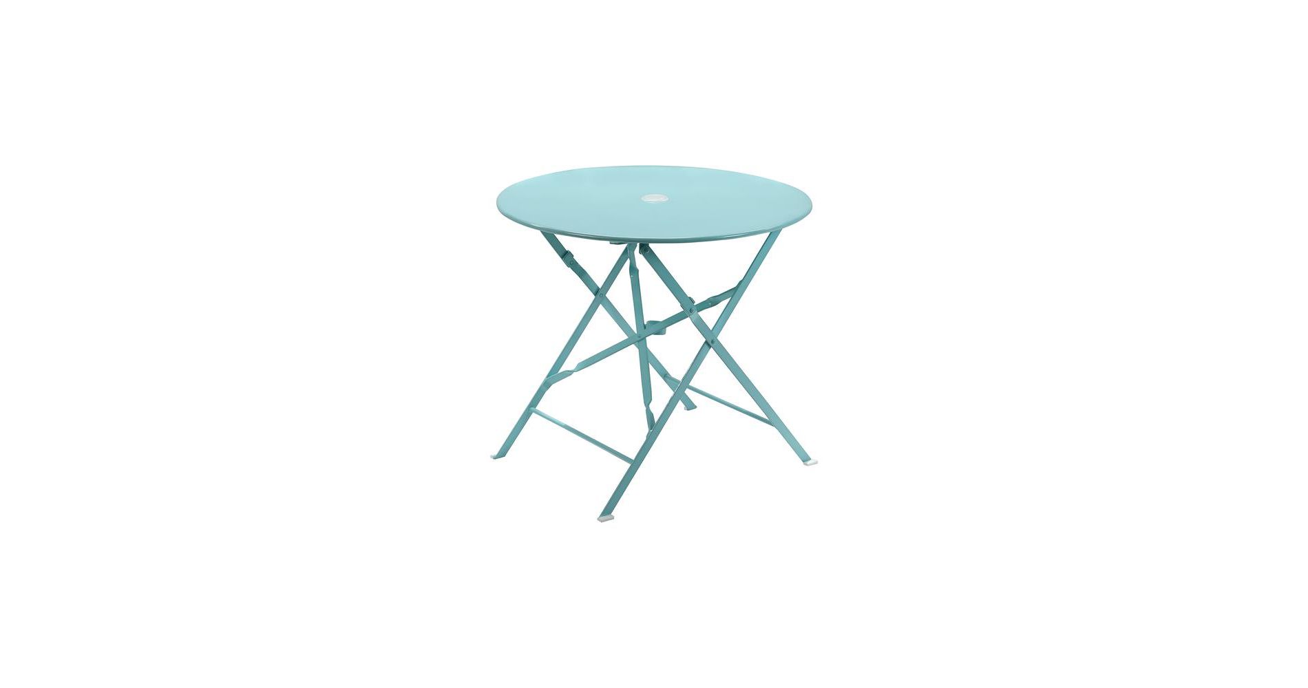 Carolina Chair & Table Bistro 30" Round Folding Outdoor Table - Umbrella Hole - Teal