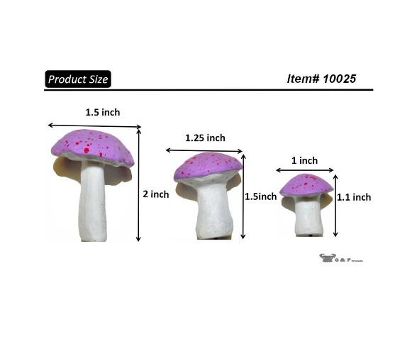 0.5-1.25" - Stone Fairy Garden Miniature Mushroom Set, Purple - MiniGardenn