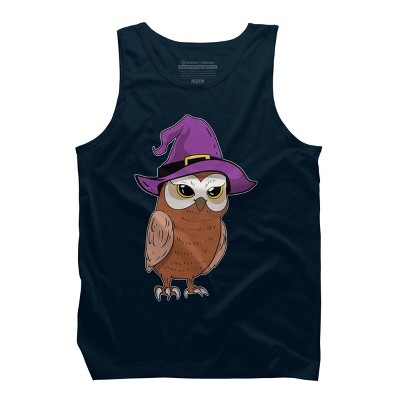 Men's Design By Humans Owl Witch Halloween T Shirt By thebeardstudio Tank Top