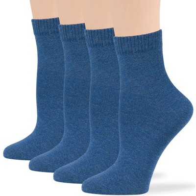 Women's Cotton Diabetic Quarter Solid Socks - 4 Pack - Shoe Size 5-9 Medium, 8-12 Large | 7BIGSTARS KINGDOM