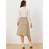 Allegra K Women's High Waist Solid Button Front A-Line Belted Corduroy Midi Skirt - 4 of 4