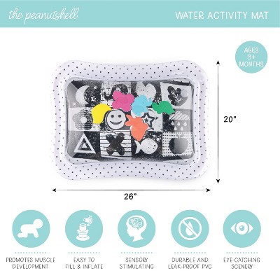 High Contrast Black and White Montessori Tummy Time Water Play Mat