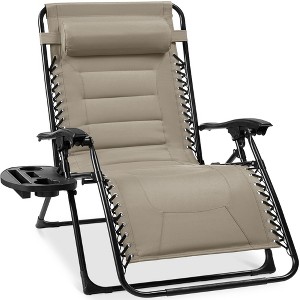 Best Choice Products Oversized Padded Zero Gravity Chair, Folding Outdoor Patio Recliner w/ Side Tray - 1 of 4