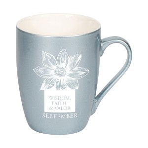 Elanze Designs Wisdom Faith And Valor Frosted Blue 10 ounce New Bone China Coffee Cup Mug - 1 of 4