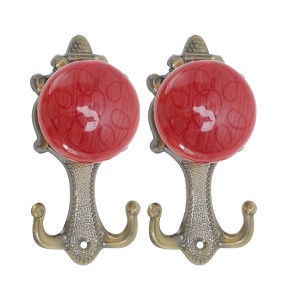 Unique Bargains Curtain Holdbacks Jade-style Hangers Iron PPC Bronze 5.51"x2.56" 1 Pair - 1 of 4