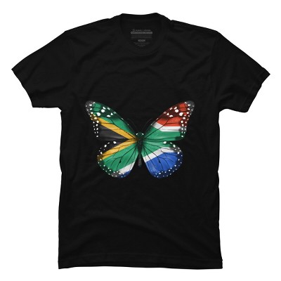 Men's Design By Humans Butterfly Flag Of South Africa By GiftsIdeas T-Shirt