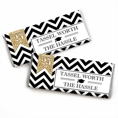 Big Dot of Happiness Gold Tassel Worth The Hassle - Candy Bar Wrappers 2025 Graduation Party Favors - Set of 24