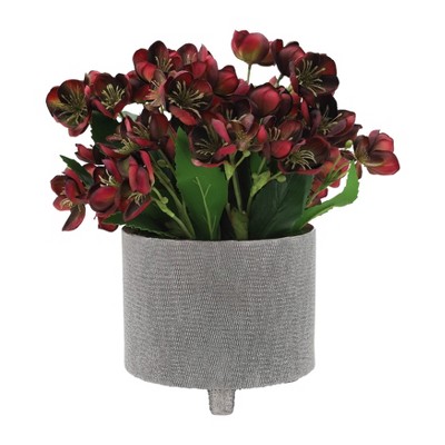 Set of 2 Silver Ceramic Footed Planter Pots