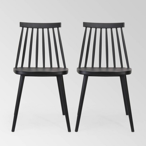 Set Of 2 Dunsmuir Farmhouse Spindle Back Dining Chairs Black