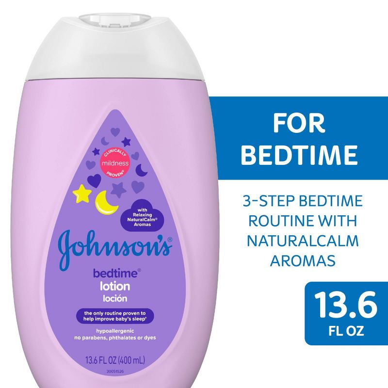 Johnson&#39;s Moisturizing Bedtime Baby Body Lotion with Coconut Oil  &#38; Natural Calm Aromas -13.6oz, 3 of 10