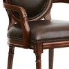 Faux Leather Chair with Fluted Legs, and Intricate Hand Carvings for Living Room - 3 of 4