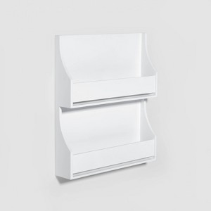 2 Tier Kids' Book Shelf White - Pillowfort™: Wall Mounted Floating Storage, MDF, 2 Shelves, FSC Certified - 1 of 4