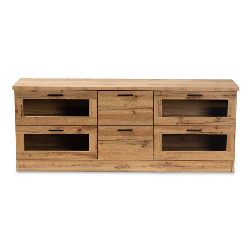 Adelino Wood 2 Drawer TV Stand for TVs up to 55&#34; Oak Brown/Black - Baxton Studio, 3 of 9
