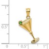 Black Bow Jewelry 14k Yellow Gold Martini Glass and Green CZ Olive Pendant - 4 of 4