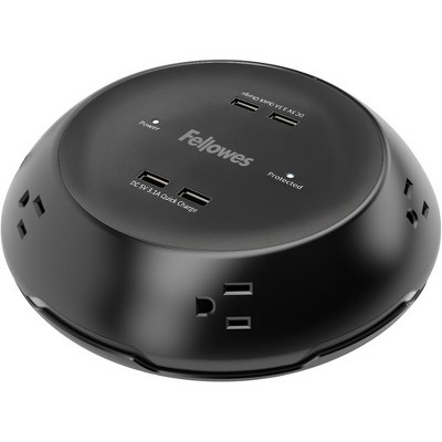 Collaborative Power Pod - Black - Right-angled Connector - 5 x AC Power, 4 x USB - 8 ft Cord - 900 J Surge Energy - Black