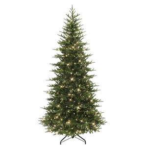 Puleo 7.5' Pre-lit Slim Calgary Fir Artificial Christmas Tree with COLOR Lights - 1 of 4