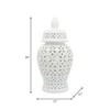 Traditional Ceramic Decorative Jar with Cut-Out Design for Home, Office, Bedroom, or Living Room Decor - 24" White - 2 of 4