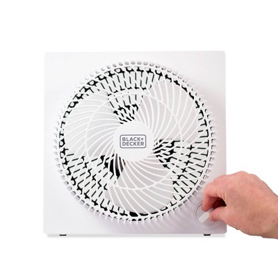 Sleek Frameless 9" White Box Fan with Remote Control, 3-Speed