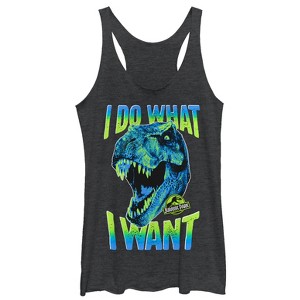 Women's Jurassic Park T. Rex Do What I Want Racerback Tank Top - 1 of 3