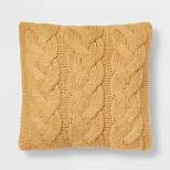 Oversized Chunky Cable Knit Square Throw Pillow Gold - Threshold™