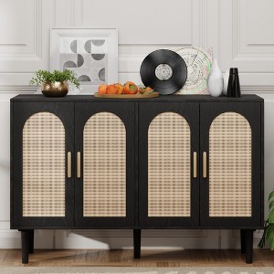 FONTOI 30" Sideboard Cabinet with Rattan Doors, Kitchen Cabinet with Storage, Farmhouse Large Cabinet for Entryway Dining Room, 47.2"*13.8"*29.9" - 1 of 4