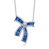 Guili Rhodium-Plated Sterling Silver Bowtie Pendant Necklace with Sparkling CZ in Purple or Blue—A Chic and Sophisticated Touch for Any Outfit. - 2 of 3