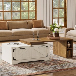Tribesigns 47.24" Extendable Coffee Table for Living Room, Farmhouse Rectangle Tea Cocktail Table Center Table with 2 Storage Drawers - 1 of 4