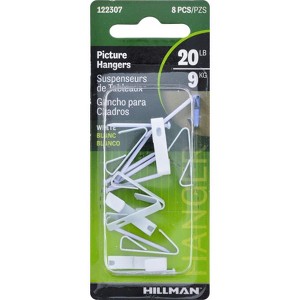 Hillman AnchorWire Steel-Plated White Standard Picture Hanger 20 lb 8 pk (Case of 10) - 1 of 1