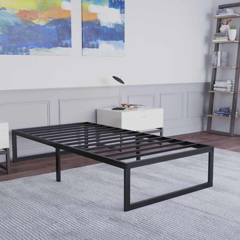 Emma and Oliver 14" Metal Platform Bed with Steel Slat Support and 12.5" of Underbed Storage - No Box Spring or Foundation Required, 2 of 12