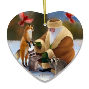 Santa's Farm Critters Christmas Ornament, Folk Themed Raccoon, Fox, and Cardinal| OrnamentallyYou - 1 of 4