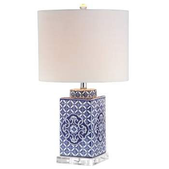 23" Choi Chinoiserie Table Lamp (Includes LED Light Bulb) Blue - JONATHAN Y