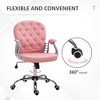 Resenkos Home Office Chair Computer Chair,Pu Leather Home Office Chair, Button Tufted Desk Chair With Padded Armrests, Height And Swivel Wheels, Pink - 4 of 4