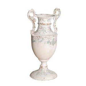Vintage Metal Decorative Vases with Handles ¨C French Country Style Decorative Flower Container ¨C Distressed - 1 of 4