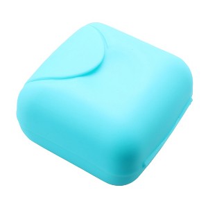 Unique Bargains Plastic Traveling Portable Square Soap Container Box Blue - 1 of 4