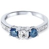 Pompeii3 1ct Blue Diamond 3 Stone Engagement Ring 14K White Gold - 2 of 4