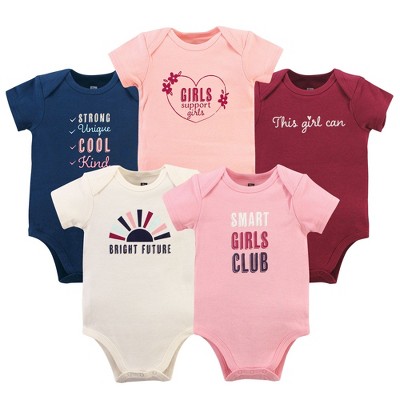 Image of Hudson Baby Infant Girl Cotton Bodysuits, Girls Club, 0-3 Months
